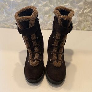 Stuart Weitzman Dark Brown Suede Winter Boots